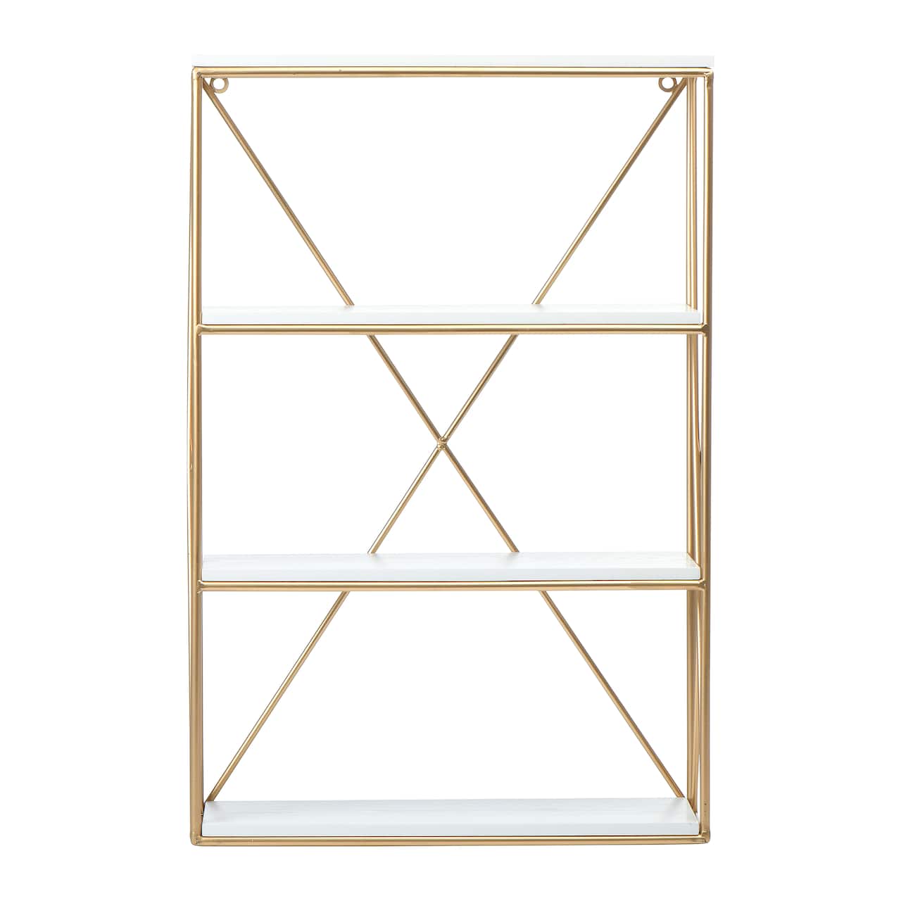 Hello Honey® 24" Wood & Gold Rectangle Wall Shelf